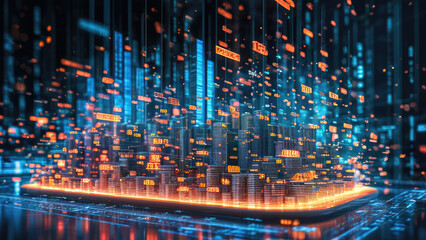 Obraz premium Economic Data in Futuristic Visuals: Presenting Information with a Modern Edge