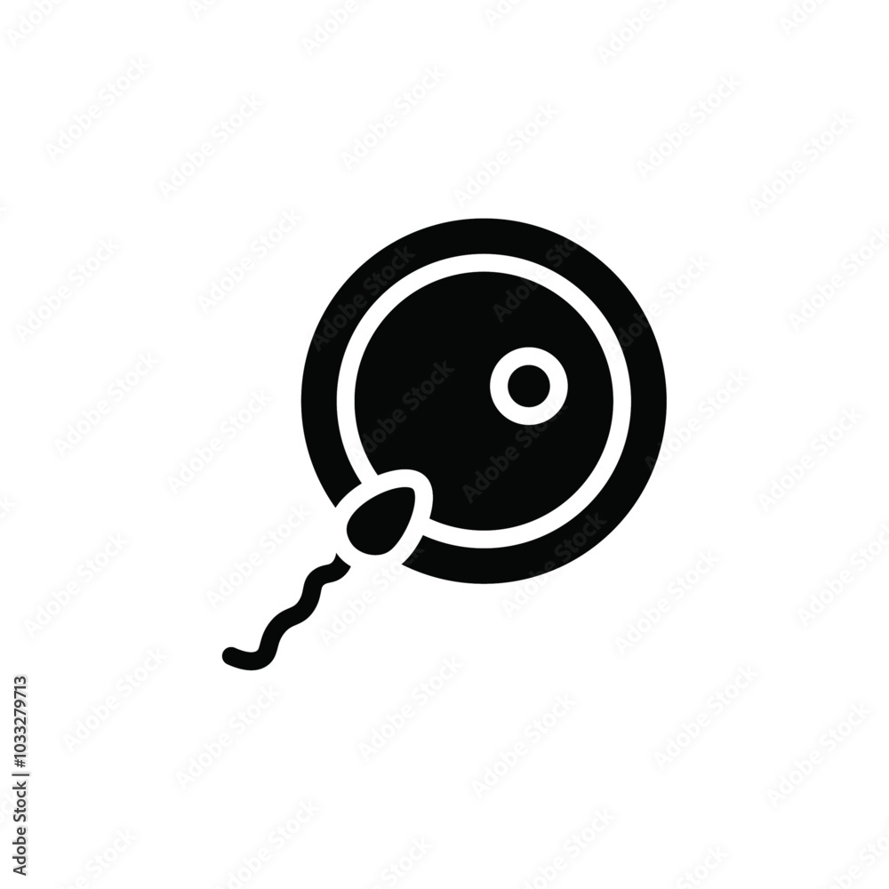 Poster ovule being fertilized by sperm icon web design in vector