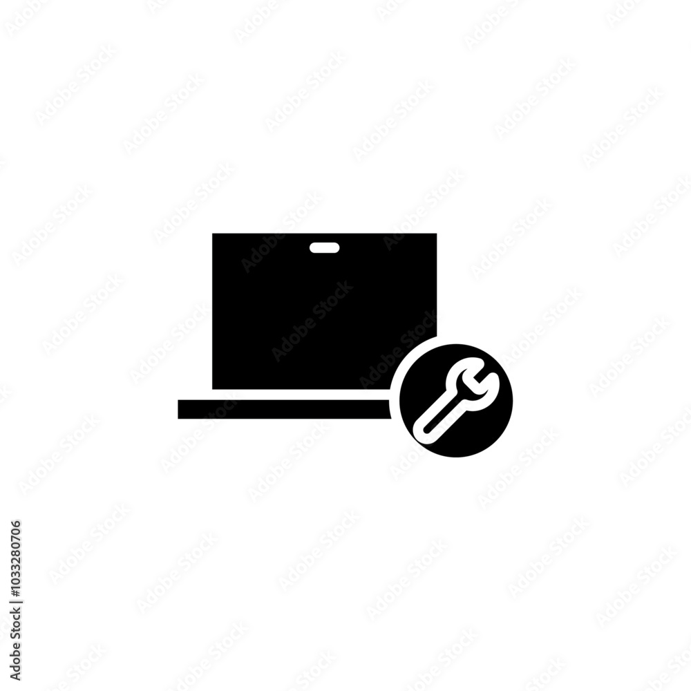 Poster repairing laptop icon web design in vector