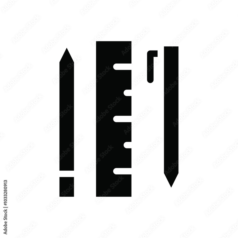Poster ruler, pencil and pen icon web design in vector
