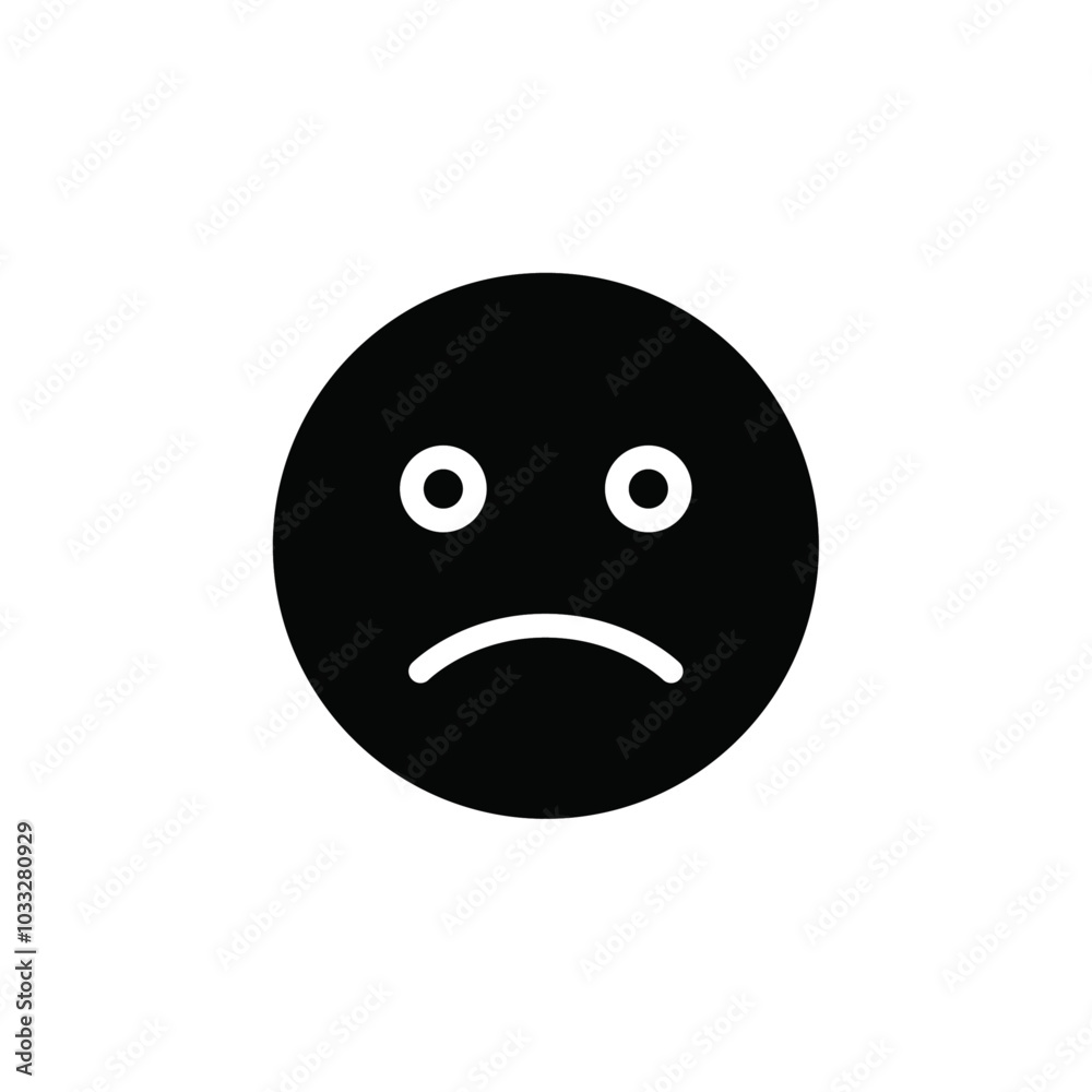 Poster sad, upset or lonely emoticon icon web design in vector