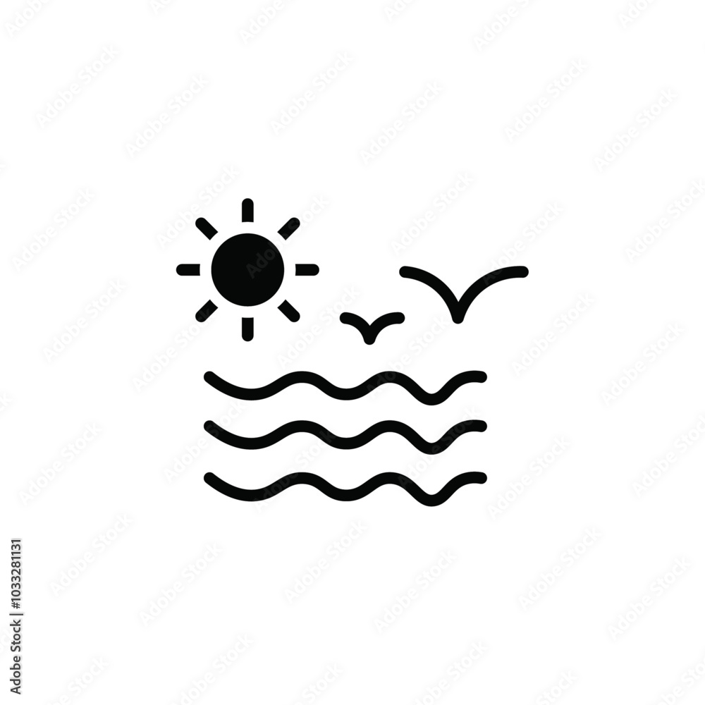 Poster sea with seagull icon web design in vector