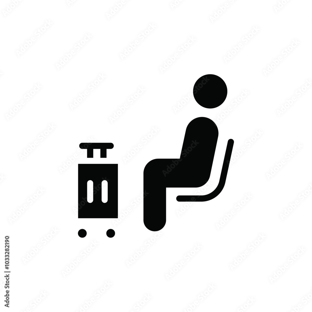 Poster traveler sitting in the airport lounge icon web design in vector