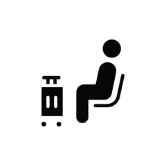 Traveler sitting in the airport lounge icon web design in vector