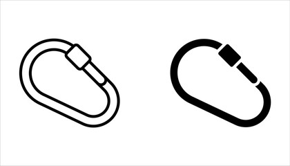 Carbine icons set simple vector. Clip hook climber on white background