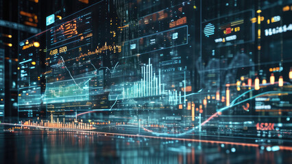 Obraz premium Hologram: Manifesting Digital Economy Data