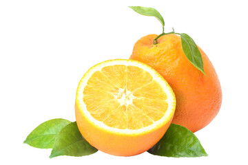Orange with leaf isolated