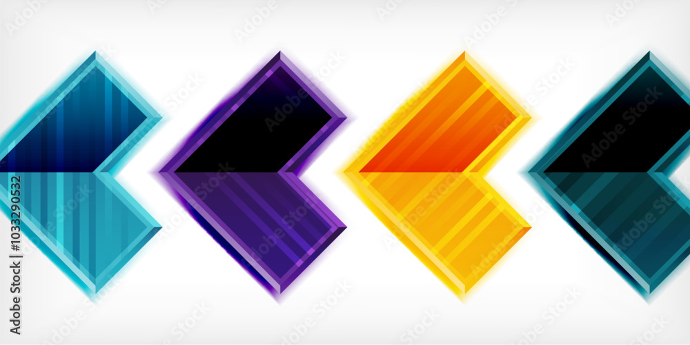 Aufkleber Arrow symbols created with 3d effects and line texture geometric abstract background