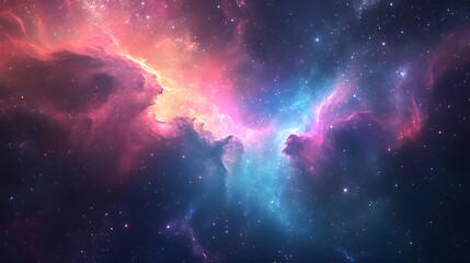 Fototapeta premium A Cosmic Nebula with Bright Stars and Gas Clouds