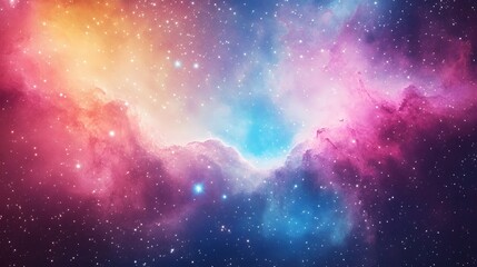 Colorful Nebula with Scattered Stars in a Cosmic Landscape