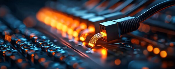 Futuristic Control Panel with Glowing Ground Wire Setup Embodying Cutting-Edge Electrical Technology