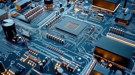 Close-up of a Circuit Board with Integrated Components