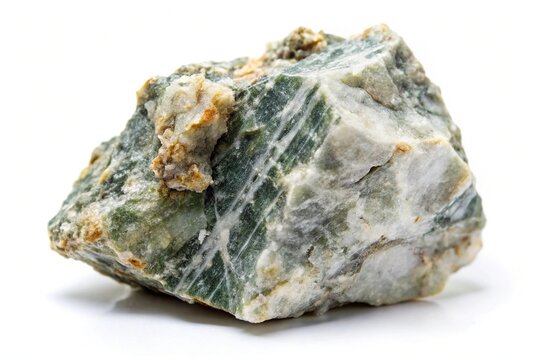 Phyllite metamorphic rock specimen on white background