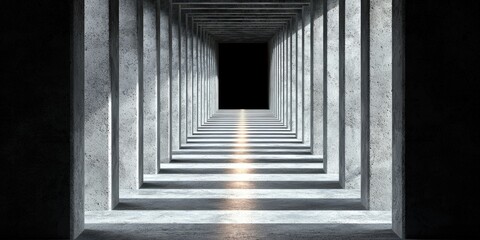 Obraz premium Abstract Concrete Corridor with Light and Shadows Minimalist Architecture Modern Design
