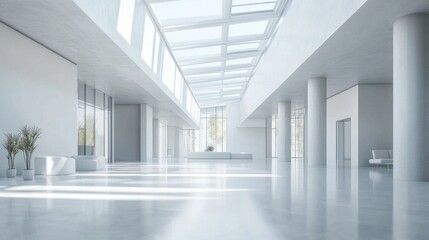 Fototapeta premium Spacious modern interior with large windows and natural light