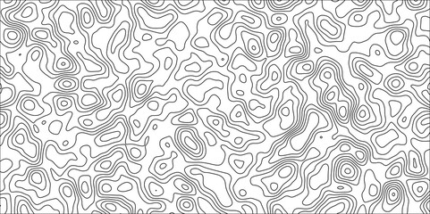 Abstract black & white topographic Contour Scheme and Terrain on old paper. Geographic mountain terrain. Contour map background. Cartographic Weave with seamless striped patterns and wavy Lines