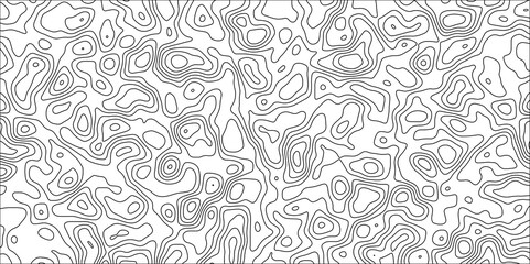 Abstract black & white topographic Contour Scheme and Terrain on old paper. Geographic mountain terrain. Contour map background. Cartographic Weave with seamless striped patterns and wavy Lines