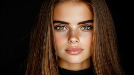 Naklejka premium Portrait of a Beautiful Blonde Woman with Green Eyes