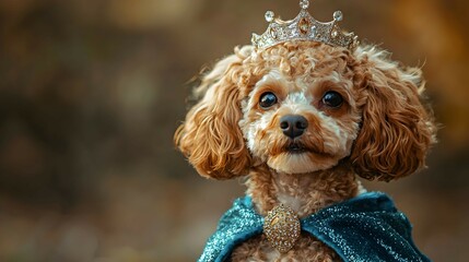 Adorable Poodle in Princess Costume with Tiara and Glitter