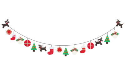 Hamdmade toys christmas and new year garland iaolated on transparent background png macro