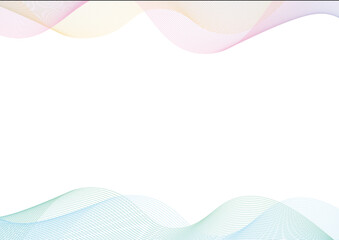 青とピンクの曲線デザインライン　シンプルなフレーム素材