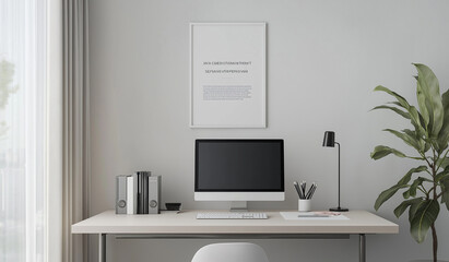 Minimalist Home Office with a Self-Improvement Theme, generative ai