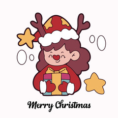 Cute children Christmas Cute hand drawn Elements Illustration cards