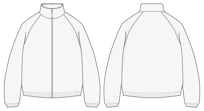 Basic Track Jacket Design Vector Template illustration Front Back