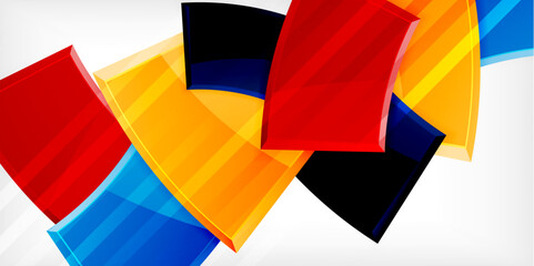 Round 3d shapes, plates background. Creative composition design template