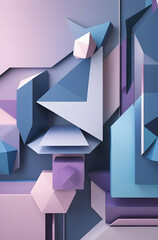 Fototapeta premium Abstract Geometric Shapes in Pastel and Blue Tones. 3D Art Design Background