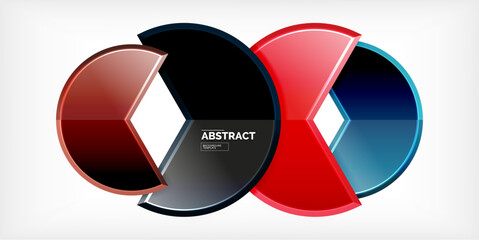 Glass reflective geometric round shapes background. Vector Illustration For Wallpaper, Banner, Background, Card, Book Illustration, landing page