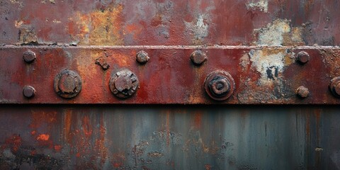 Rusty metal panel with bolts.