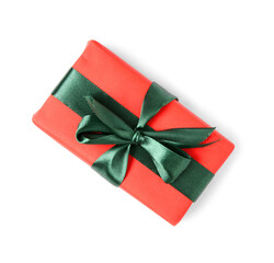 Beautiful Christmas gift box on white background