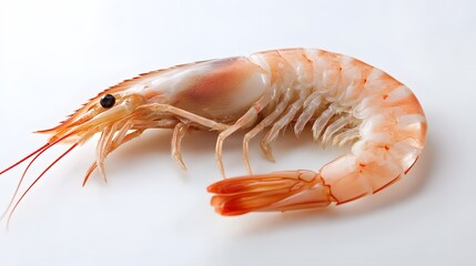 Fresh Vannamei shrimp, whiteleg shrimp, Pacific white shrimp or king prawn isolated on white. 