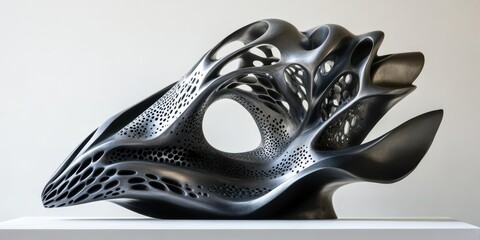 Obraz premium Abstract metal sculpture with holes.