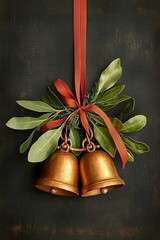 christmas bell with ribbon,generated ai