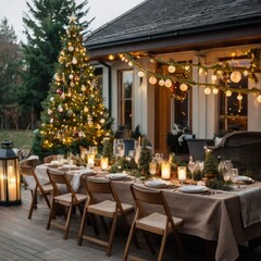 Fototapeta premium christmas table setting