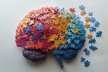 Colorful Jigsaw Puzzle Brain Incomplete Concept