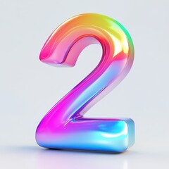 Naklejka premium 3D number 2 with rainbow gradient realistic modern design, soft lighting, white background 