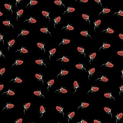 Watercolor seamless pattern with strawberries.