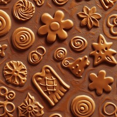 gingerbread texture background cookies realistic modern design, soft lighting