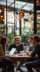 Creative people doing a brainstorming meeting in a modern office, Generative AI