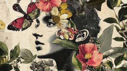 Artistic portrait blending nature and human features