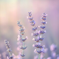 Obraz premium close-up of lavender with delicate blurred background of lavender field