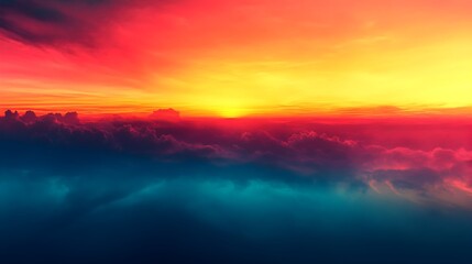 Obraz premium Vibrant Panoramic Ethereal Dreamy Sunset Sky with Rich Gradient Colors