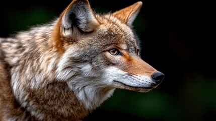 Fototapeta premium Close up Profile of a Coyote with Keen Expression and Vibrant Fur