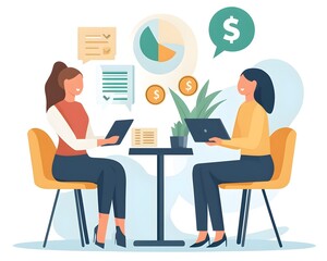 Businesswomen Meeting Discussion Financial Data Strategy