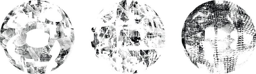 Grunge sphere Collection. Grunge Circles. Banners, Insignias , stamps, spheres, Labels and Badges Set . vector distress textures. Bundle blank circle textured shapes, globes, balls and stamps.