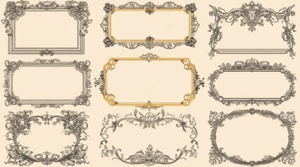 Obraz premium Vintage Ornate Frames Set of 8
