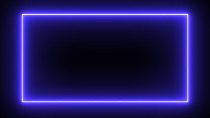 Neon light frame sign. Neon rectangle frame illustration. neon rectangle frame loop illustration.